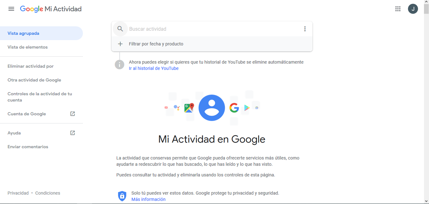 borrar los registros de la cuenta de Google