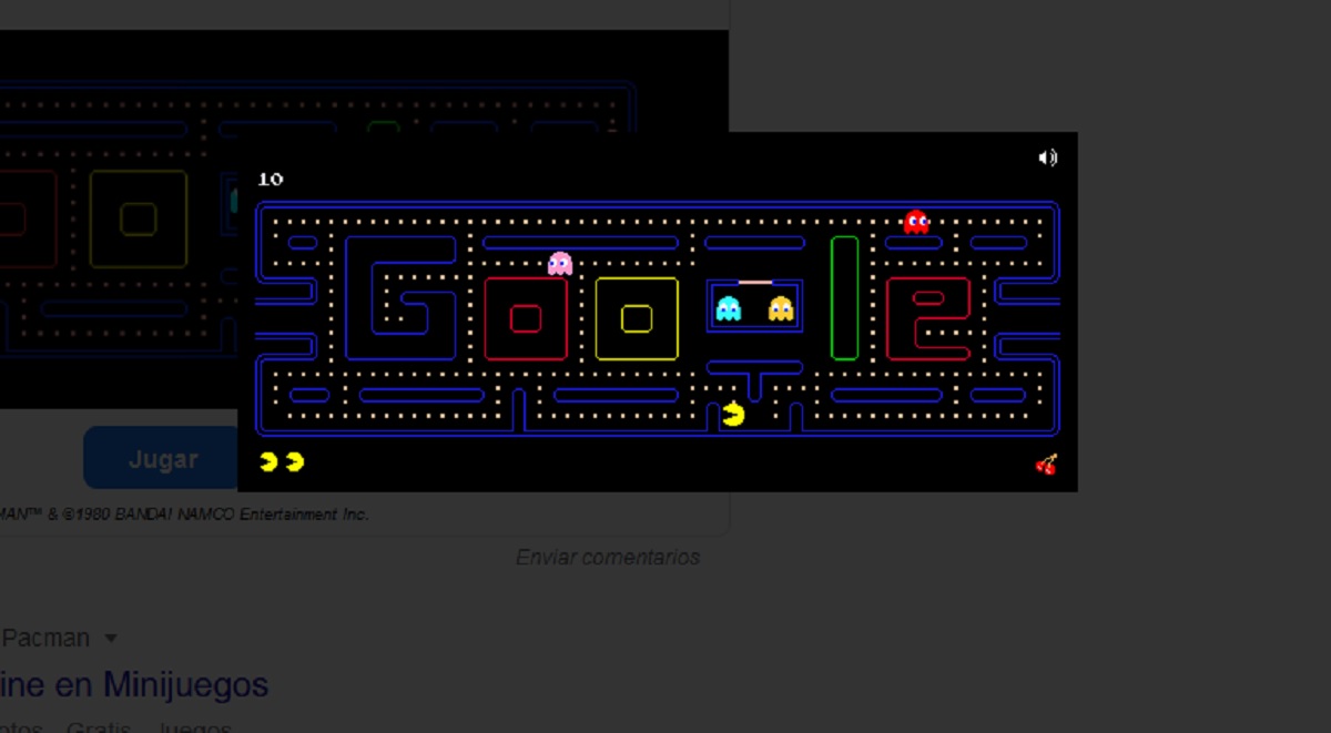 Pacman, uno de los juegos de Google