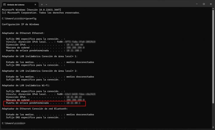 como configurar router ipconfig