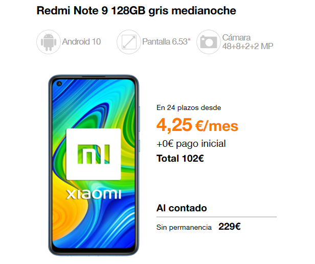 Móvil - XIAOMI mi Note 9, Gris, 128 GB, 4 GB RAM, 6,53 , Helio G85,  Android
