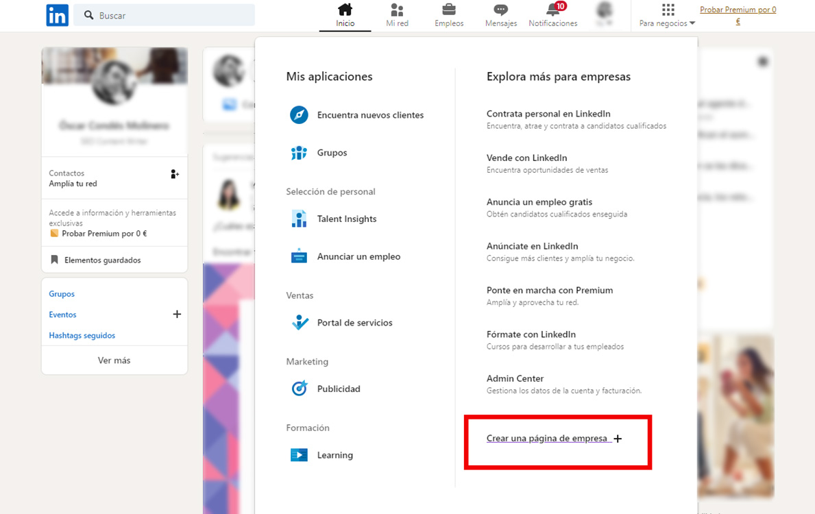 crear perfil empresa linkedin