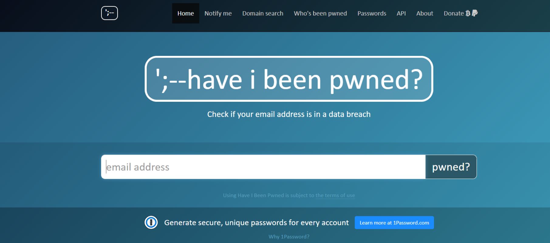 Have I Been Pwned email filtrado